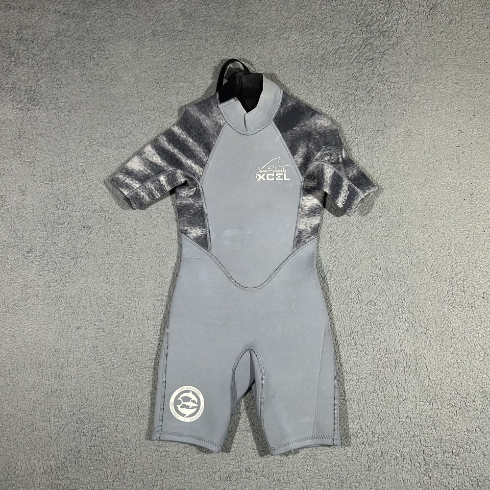 XCEL Icon 2mm Spring Suit Shorty Wetsuit Kids Size 6 Gray Surf Swim #3612